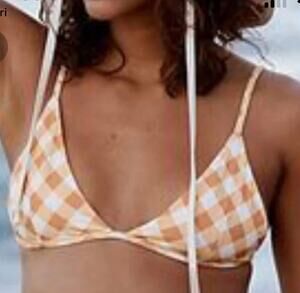 Toast Swim Gingham Plaid  Bikini Top L NWT
